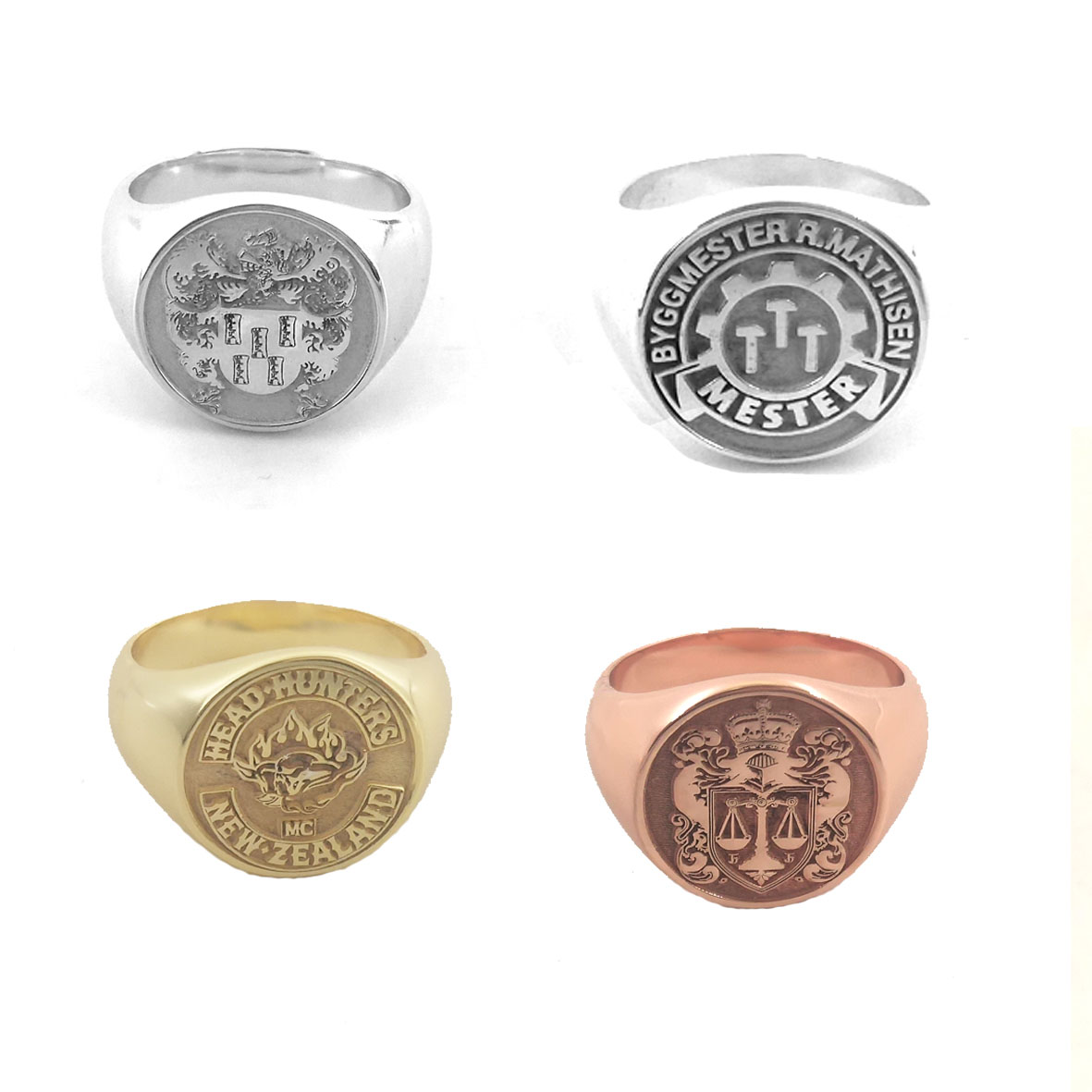 Signet Ring Men - Custom Engraved 17mm Round Top Ring