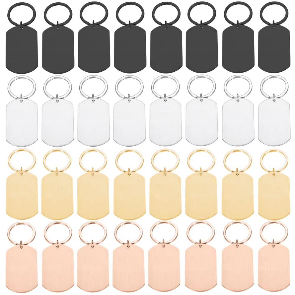 Men Accessories In Silver - 10PCS Custom Metal Tag Keychain Laser