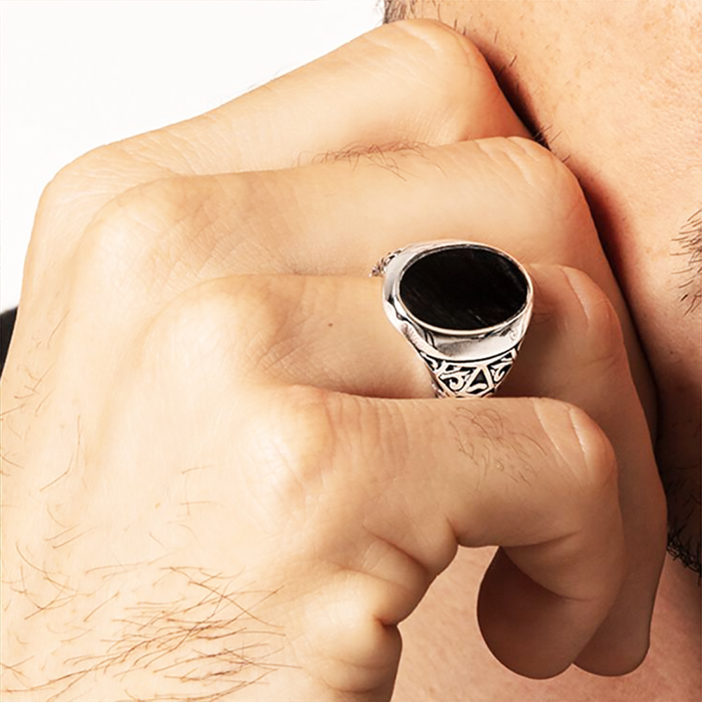 Black Oval Signet Ring Europe  - Signet Ring Men ulasan dan harga