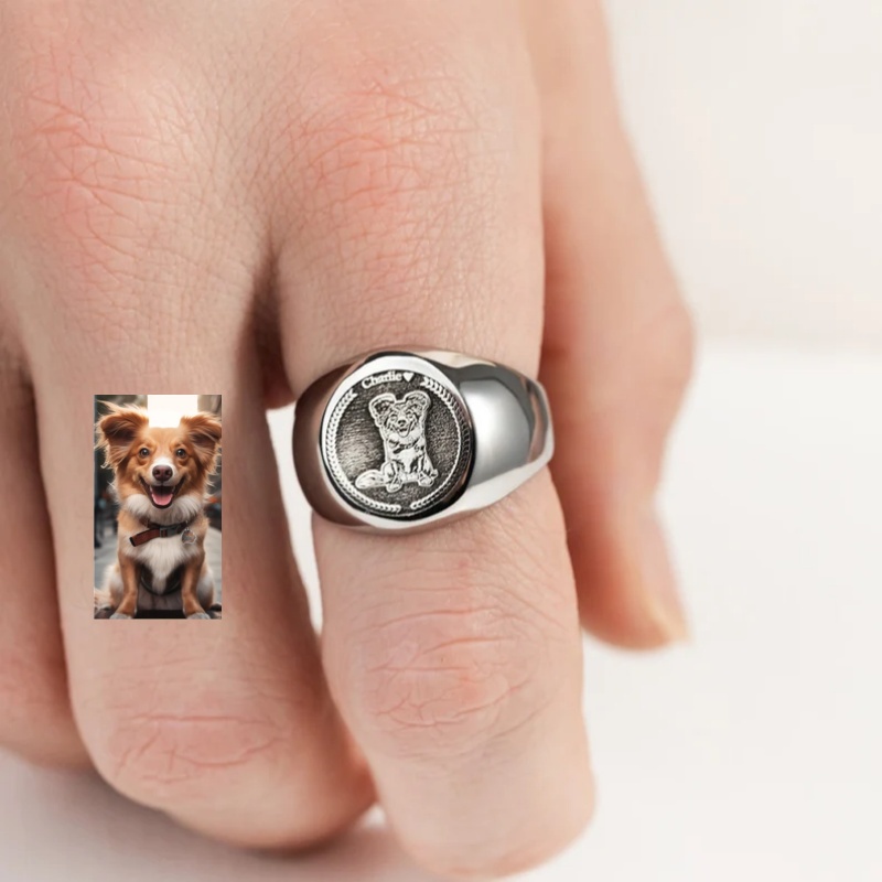 Custom Engrave Photo Signet Ri - Signet Ring Men ulasan dan harga
