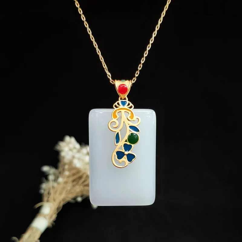 Jade Pendant Necklace Amulet C - Men Accessories In Silver ulasan dan harga