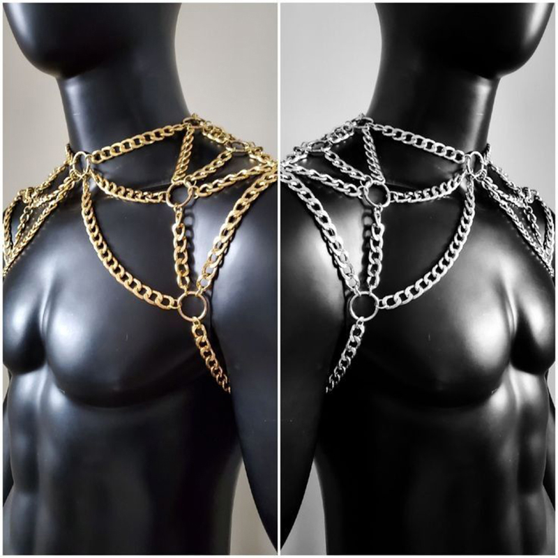 Punk Men Shoulder Body Chain B - Men Accessories In Silver ulasan dan harga
