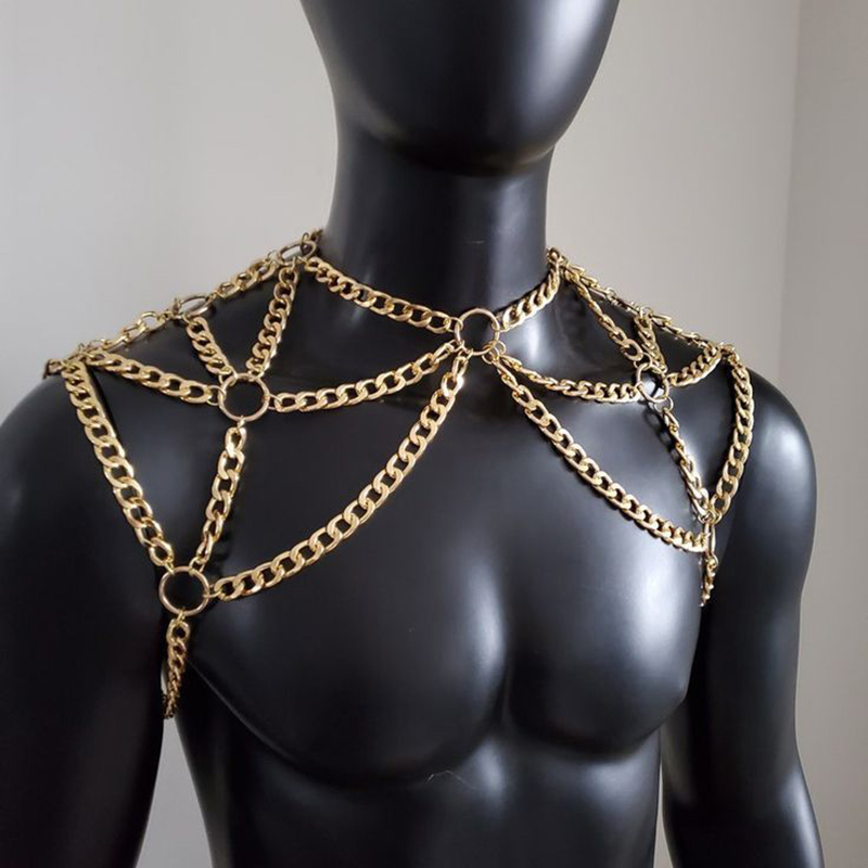 Punk Men Shoulder Body Chain B - Men Accessories In Silver ulasan dan harga