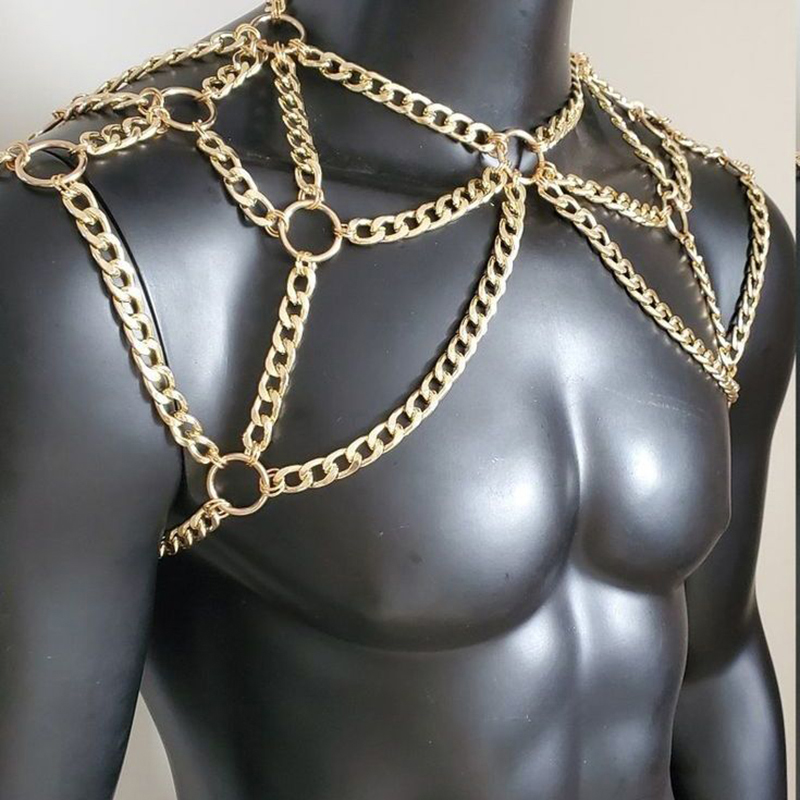 Punk Men Shoulder Body Chain B - Men Accessories In Silver ulasan dan harga