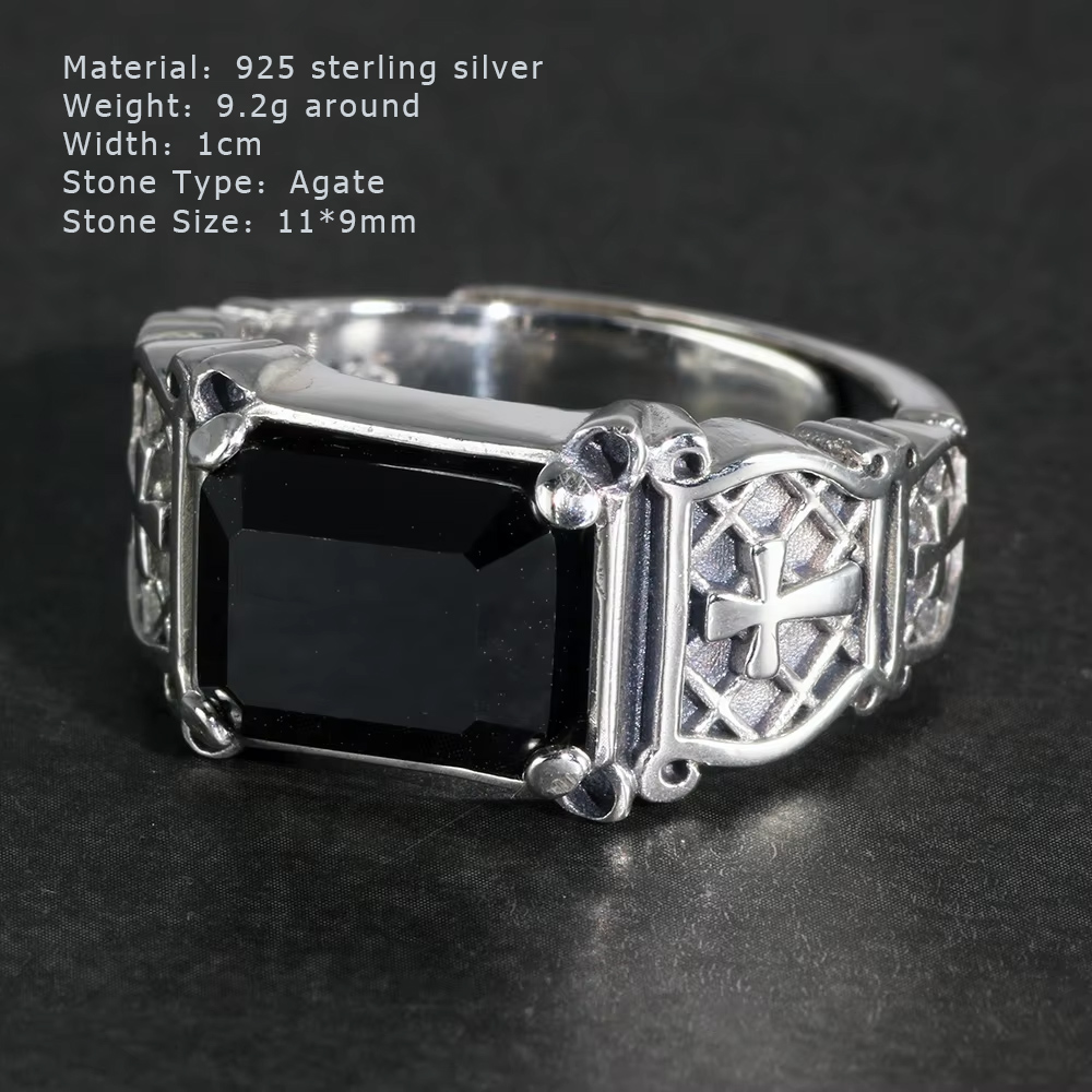 Vintage Punk Silver 925 Jewelr - Signet Ring Men ulasan dan harga
